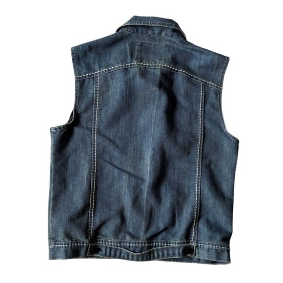 Ring Of Fire DownTown Las Angeles Mens Denim Vest Button Front L Blue See Pics - Picture 5 of 5
